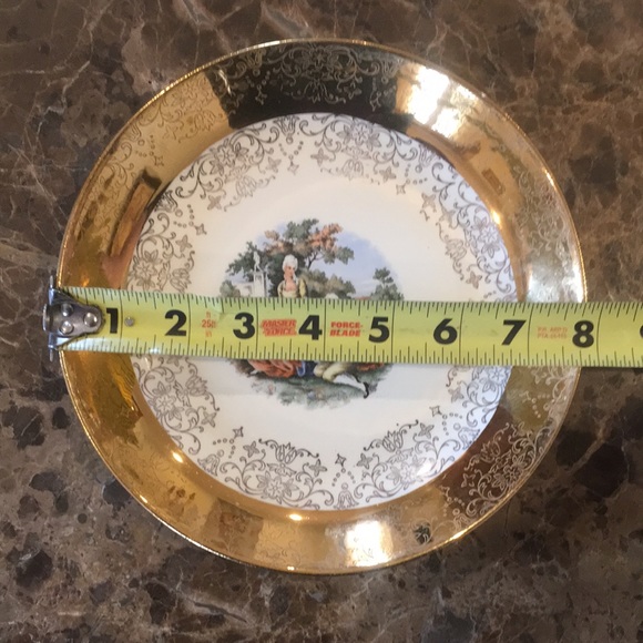 VTG 22K Gold Trim Crest-O-Gold Victorian Courting Couple Ornate Bowl 1930s - Picture 8 of 12